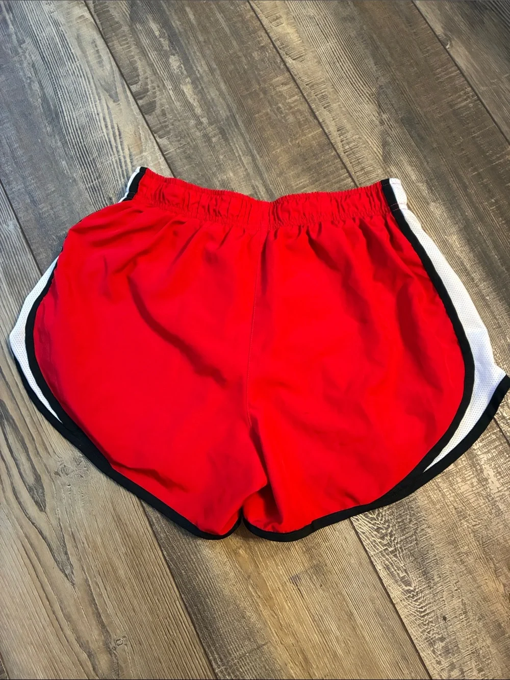 Nike Women’s Red Athletic Running Shorts with White & Black Trim